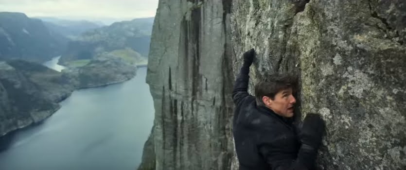 Tom Cruise hanging from the Preacher's Pulpit in Mission Impossible: Fallout